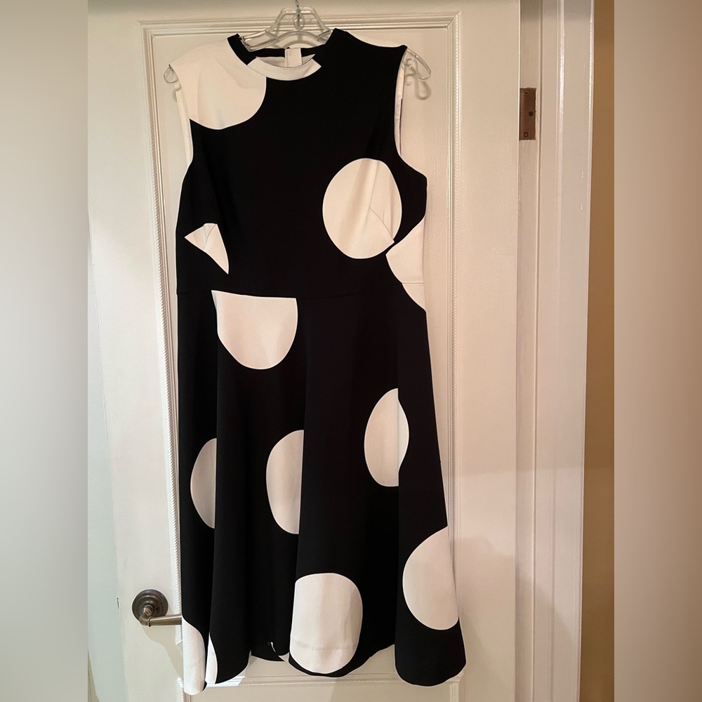 LK Bennett Black and White Sleeveless A-Line Midi Dress